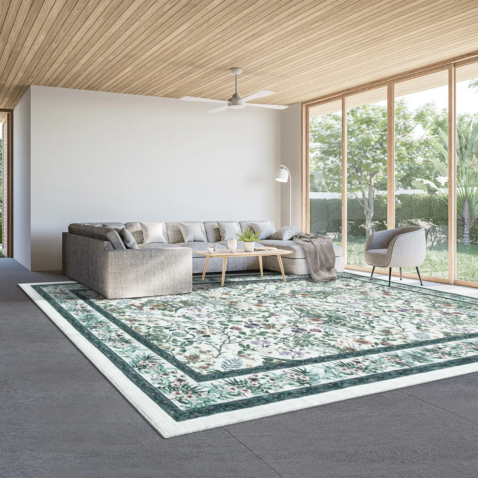 Washable Folding Floral Print Area Rug – Non-Slip, Easy to Clean, Pet Friendly Carpet for Living Room & Bedroom