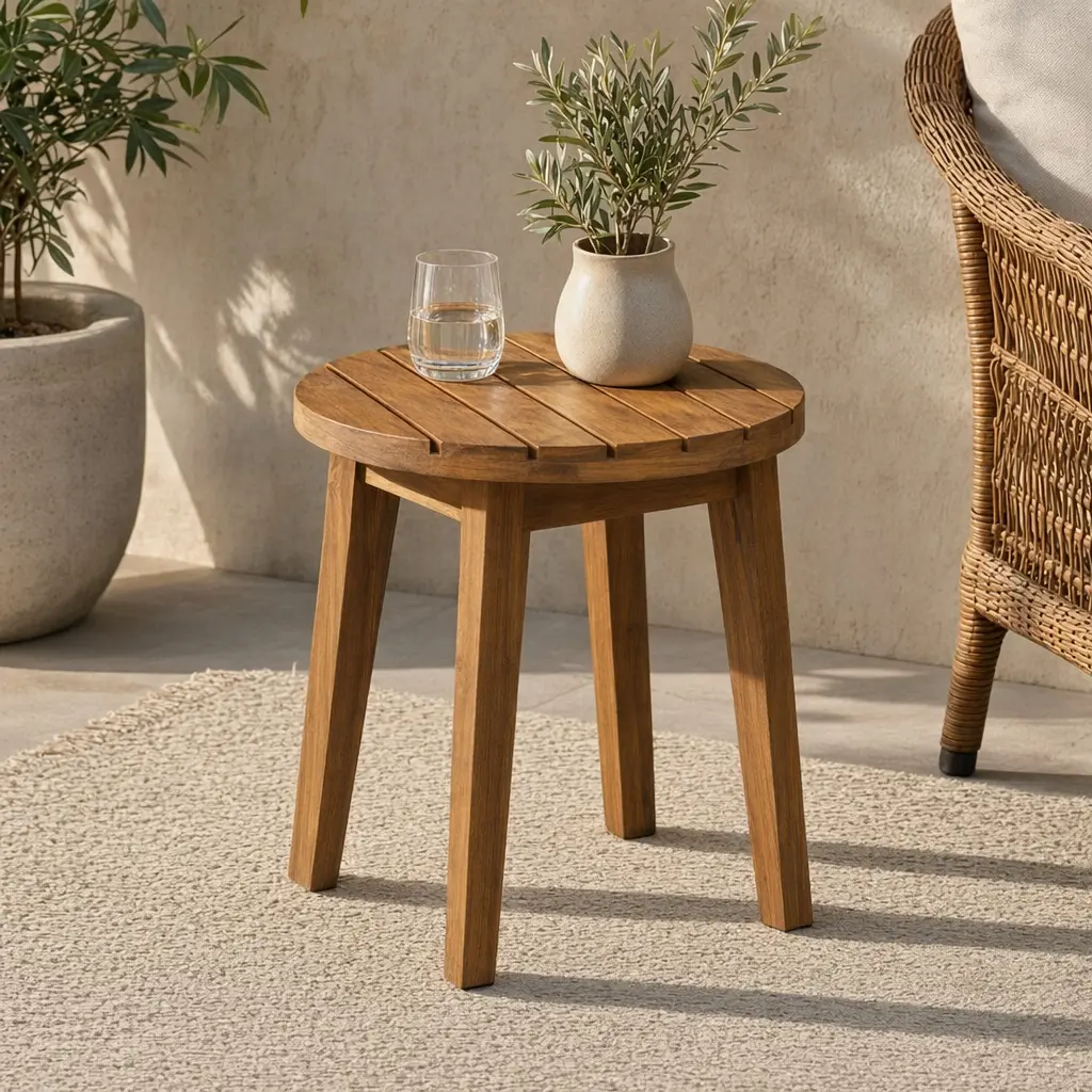 Christopher Knight Home 16" Square Acacia Wooden Outdoor Side Table with Teak Finish, Weather-Resistant Slatted Design, Rustic Farmhouse Decor, Water-Resistant