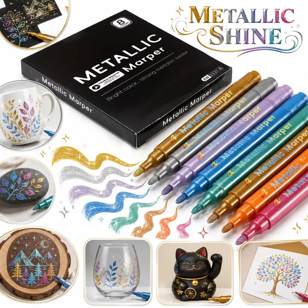 Hard Tip Metallic Color Marker Pen Set, Multi-Color Markers, DIY Card Album, Graffiti Markers, Perfect for Creative Projects