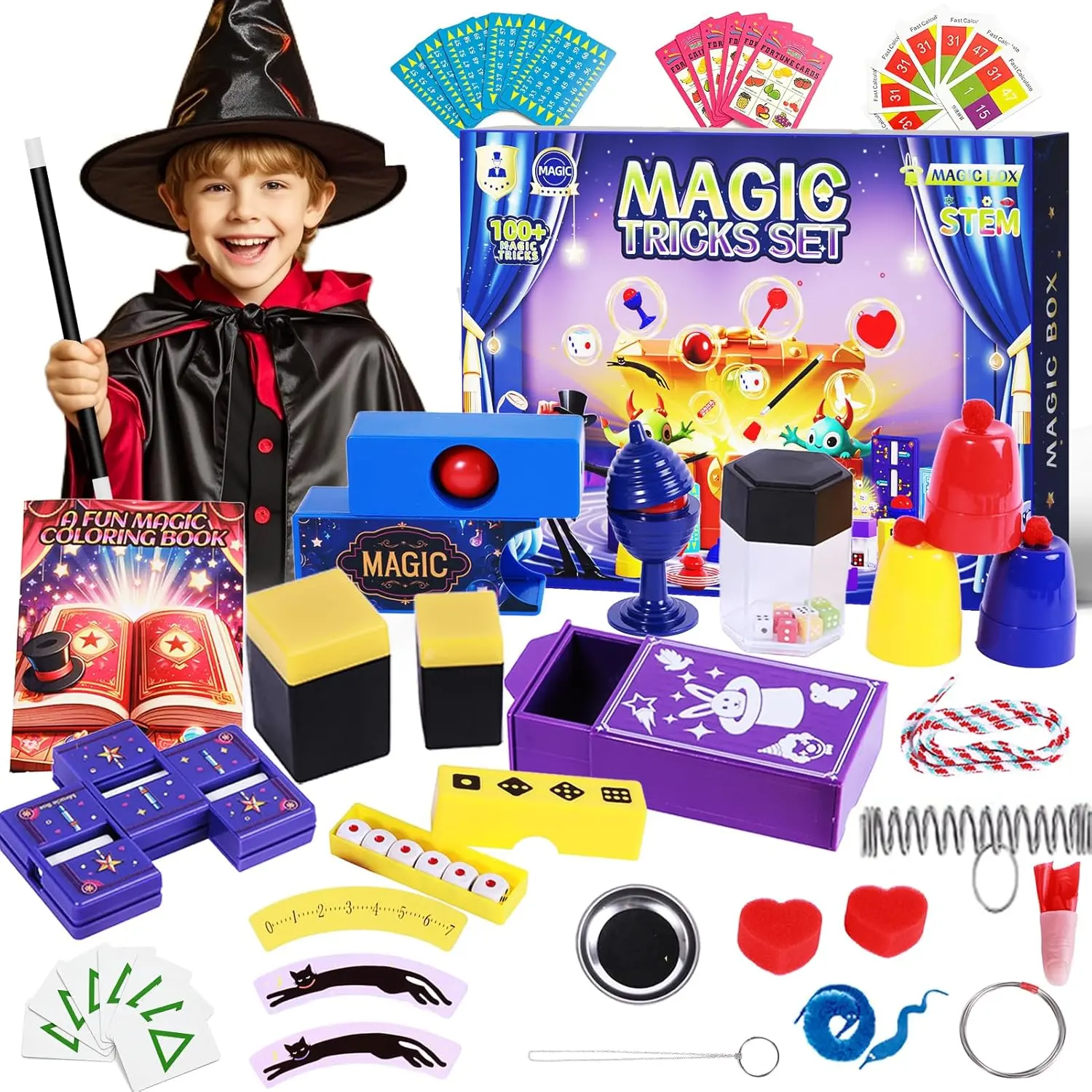 Magic Tricks Kit, 30 in 1 Magic Set for Kids Age 6 7 8 9 10 11 12, Magician Costume for Pretend Play & Step-by-Step Video Instruction for Each Trick for Beginners, Birthday Gifts for Kids