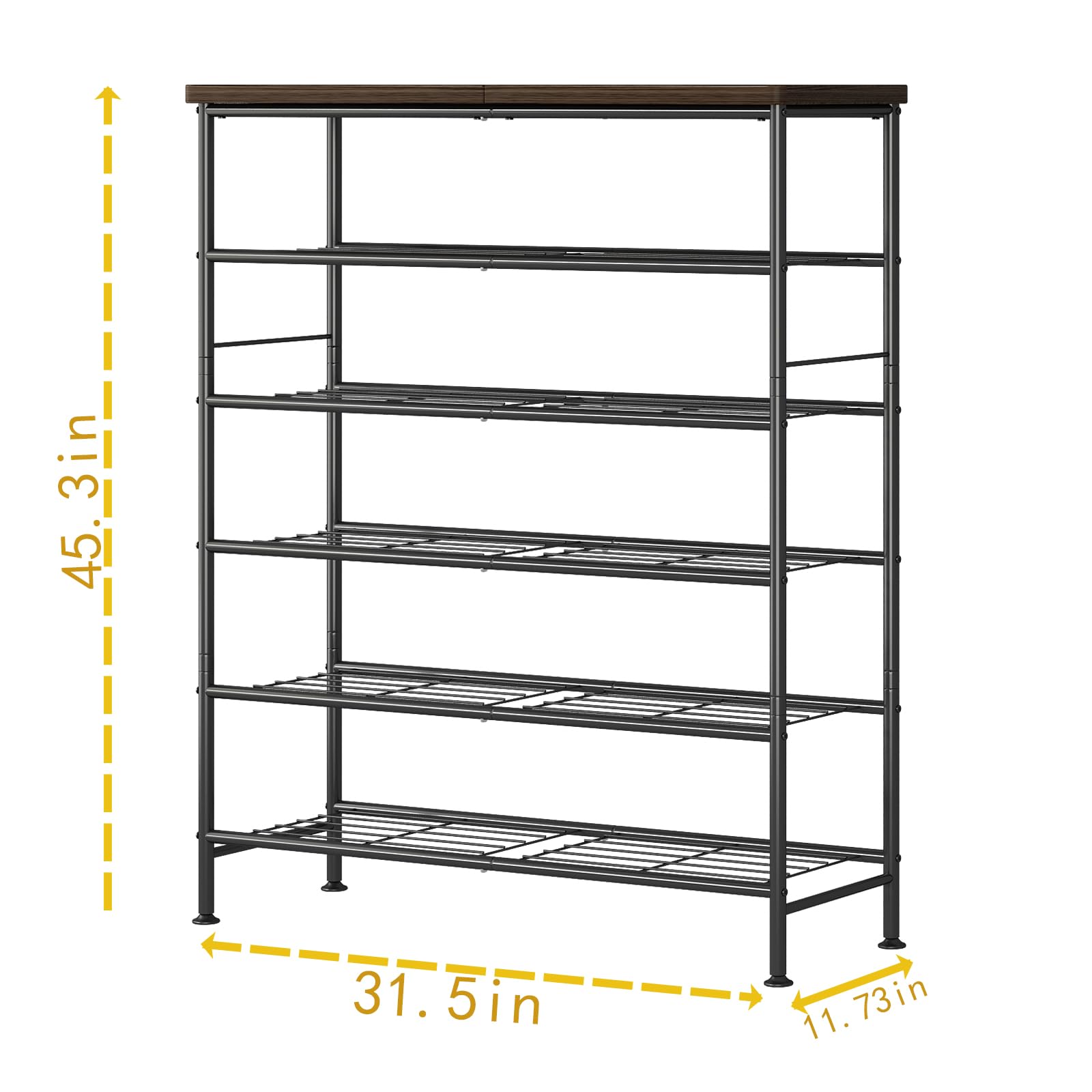 LINZINAR 4 Tier 5 Tier 6 Tier Metal Shoe Rack Organizer with MDF Top Board for Entryway Hallway and Closet Storage Modern Home Deals For You Days