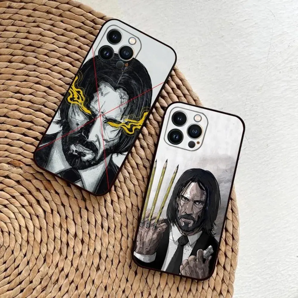 Film John Wick Soft Silicone Black Phone Case Designed for iPhone 11-17 Pro Max/Plus & Samsung Galaxy S21-S25 Shockproof Protective Cover