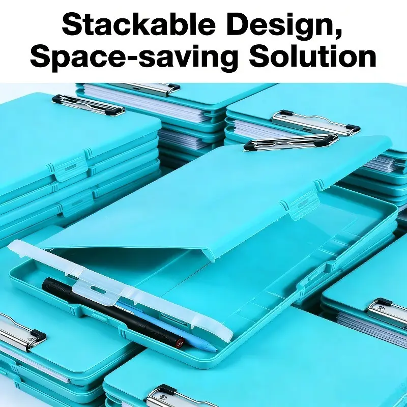 A4 File Organizer Box with Writing Pad, Multi-Color Desktop Document Storage