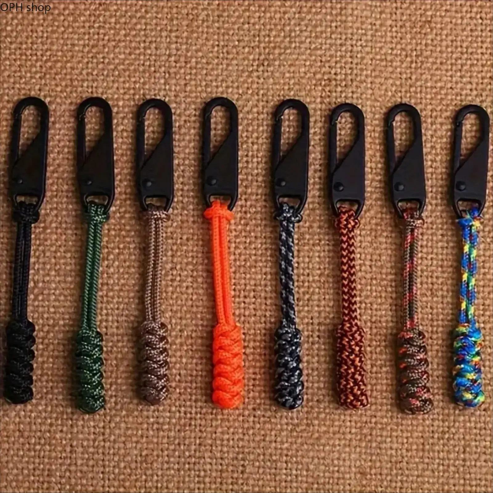 8-Pack 3.9-Inch Replaceable Braided Umbrella Cord Zipper Heads, Multi-Color Polyester Core Metal Slider Zipper Repair Parts for Fashion & Costume Jewelry Accessories