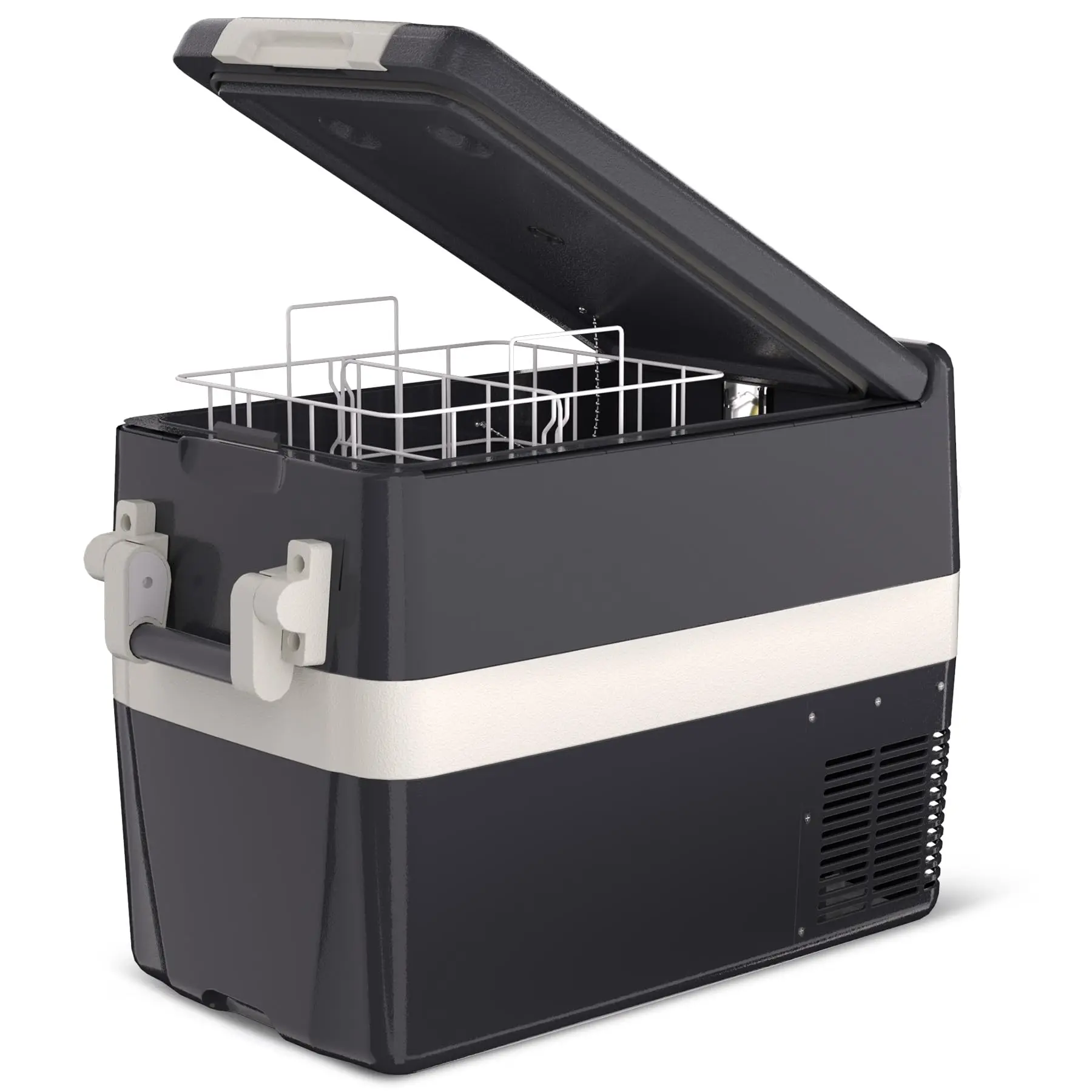 42QT Portable 12V Car Refrigerator - Dual Zone Electric Drink Beverage Outdoor Cooler & Freezer (0℉~50℉) with AC/DC Smart LCD for Camping, Truck Travel, Drink Cooler, Beverage Cooler