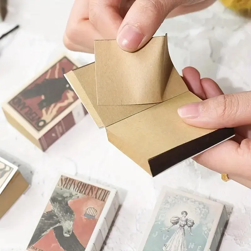 Nostalgic Style Mini Notebook, 4/8pcs/set Portable Retro Memo Craft Notebook, Tearable Notebook for Home School Office Dormitory Outdoor Travel, Stationery