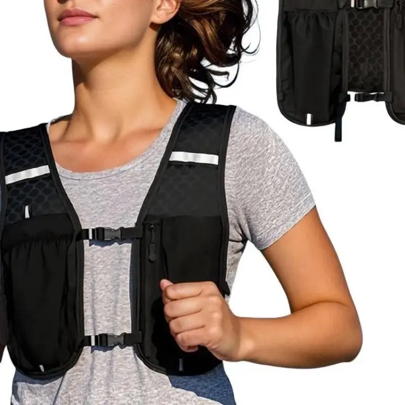 Unisex Hiking Vest with Water Bottle Pocket, Adjustable Straps, Reflective Design, Lightweight Backpack for Outdoor Activities