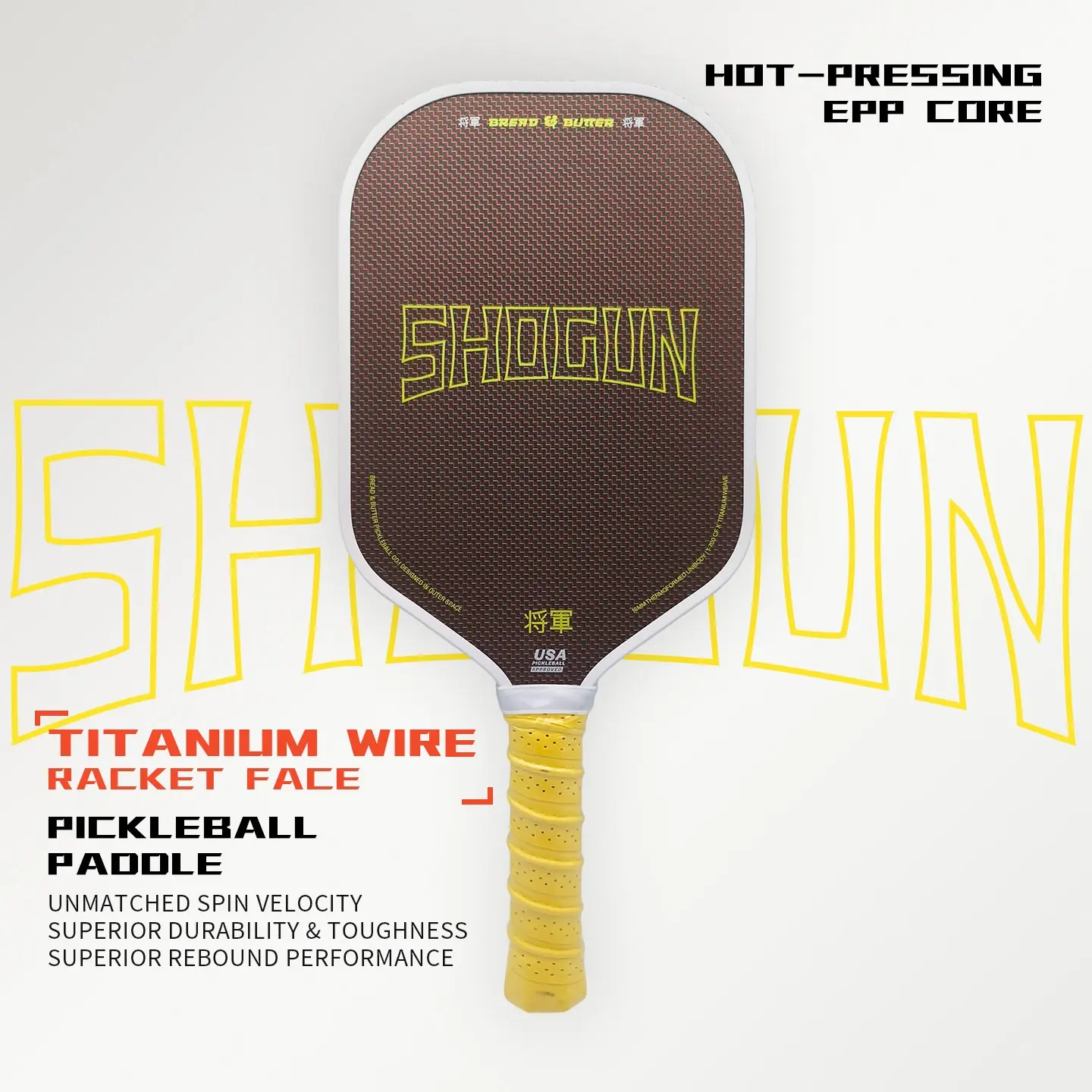 Titanium Alloy Face Professional Carbon Fiber Epp Full Foam Pickleball Paddle, 16mm Thickness, Heat Pressed One-Piece, Tournament Use