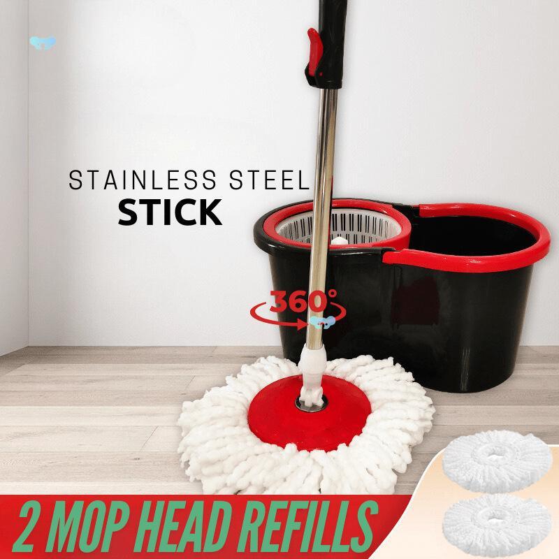 Spin Mop and Bucket Set, 360° Spinning Mop and Bucket System, for Mop Floor Cleaning, with 2 Microfiber Mop Replacement Heads and Adjustable Handle Spring Cleaning EssentialFast Wring Easy Clean Spring Cleaning Essential Apartment Floors Bathroom Tile
