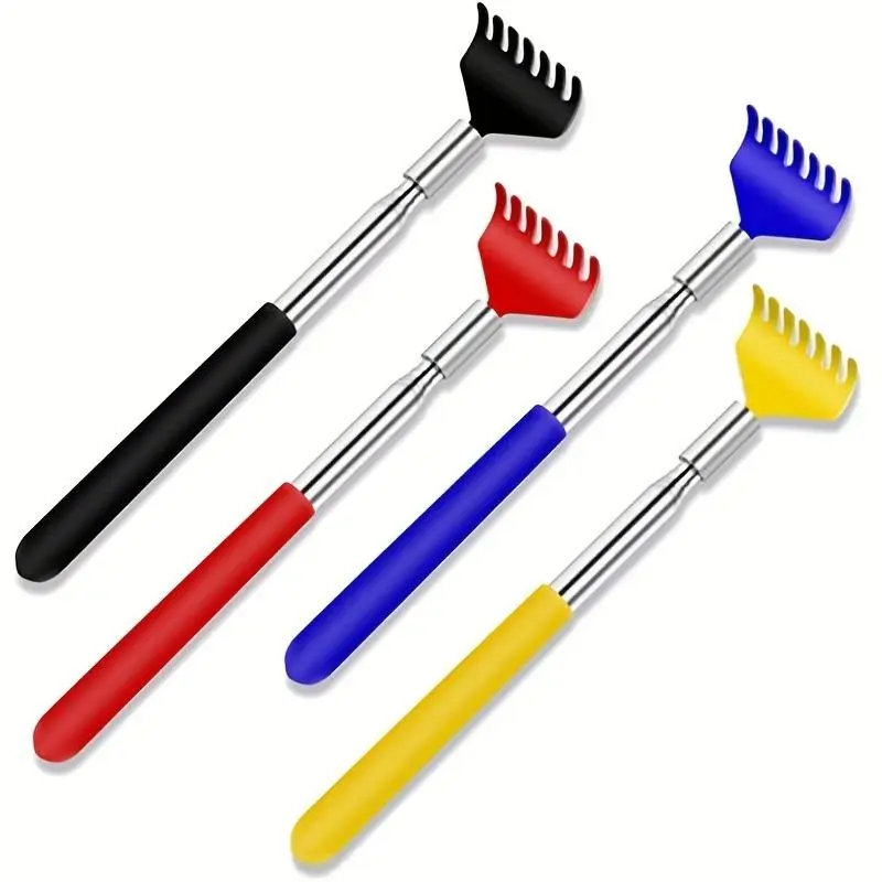 Extendable Claw Back Scratcher, Portable Stainless Steel Telescoping TPR Rubber Grip Back Scratchers for Whole Body, No Battery Required, Metal Extendable Back Scratcher, Backscratcher