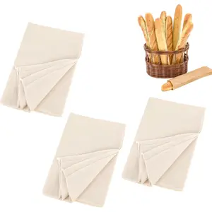 3Pcs Linen Cloth for Bread Baking 14x18 Inches Tea Towels for Baking Sourdough Bread Proofing Towel Pastry Cloth for Dough, Baguettes, Loaves, Pastry, Homemade Bread