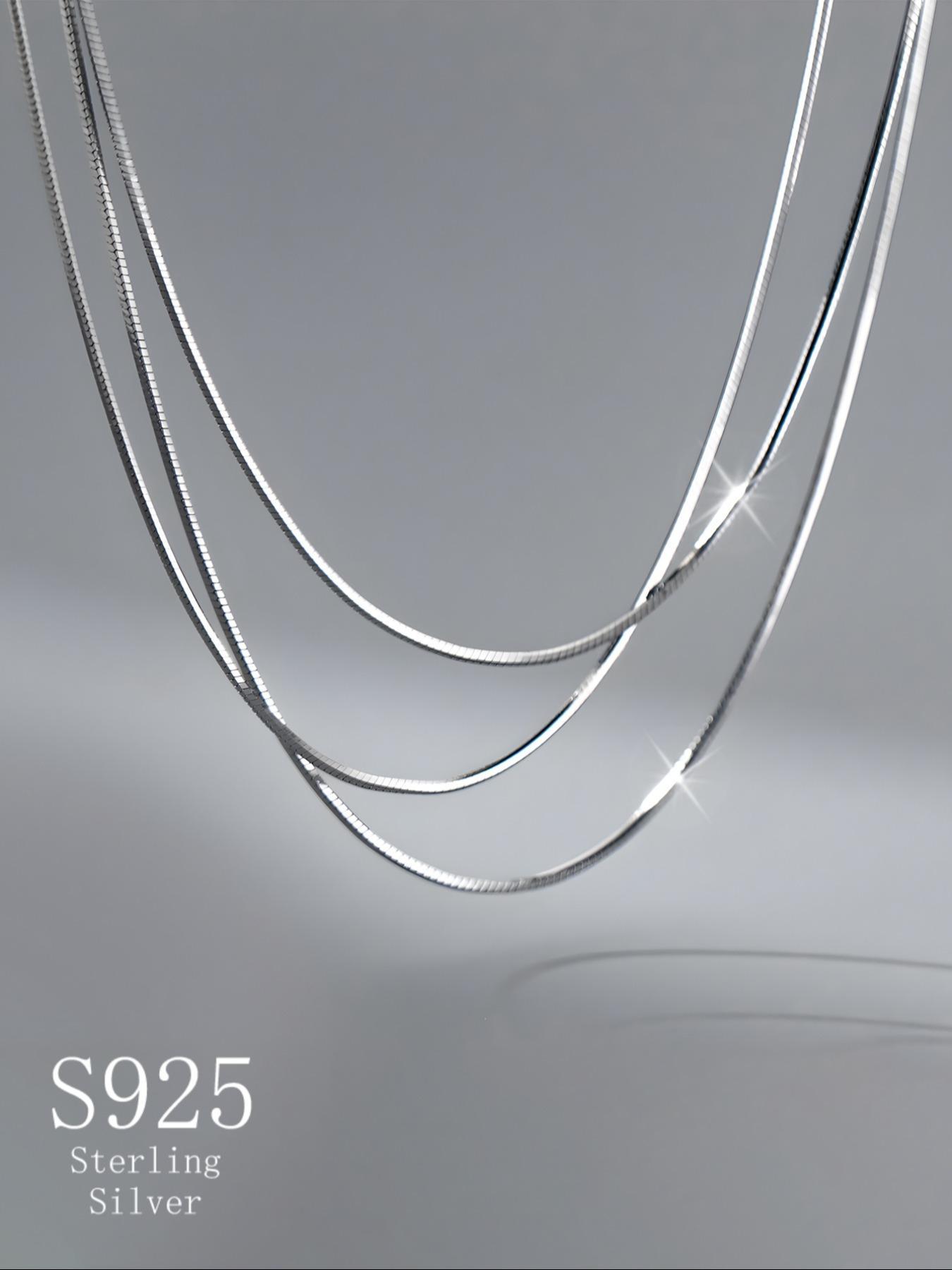 925 Sterling Silver Minimalist Chain Necklace for Women, Necklaces for Women, Elegant Necklace, Gifts for Girlfriend, 1 Count Hip Hop Style Chic Minimalism Versatile Jewelry for Parties and Music Festivals, Dainty Gift for Your Love