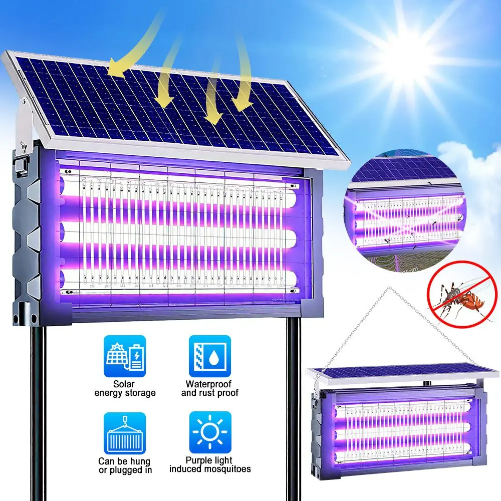 【Clearance Sale】Solar-Powered Waterproof Bug Zapper, 6000mAh Rechargeable Mosquito Trapper with Smart Light Sensor, USB Cable & Batteries, Abs & Moths Repellent Electronic Insect Killer for Patio, Camping - Indoor Outdoor Household Use