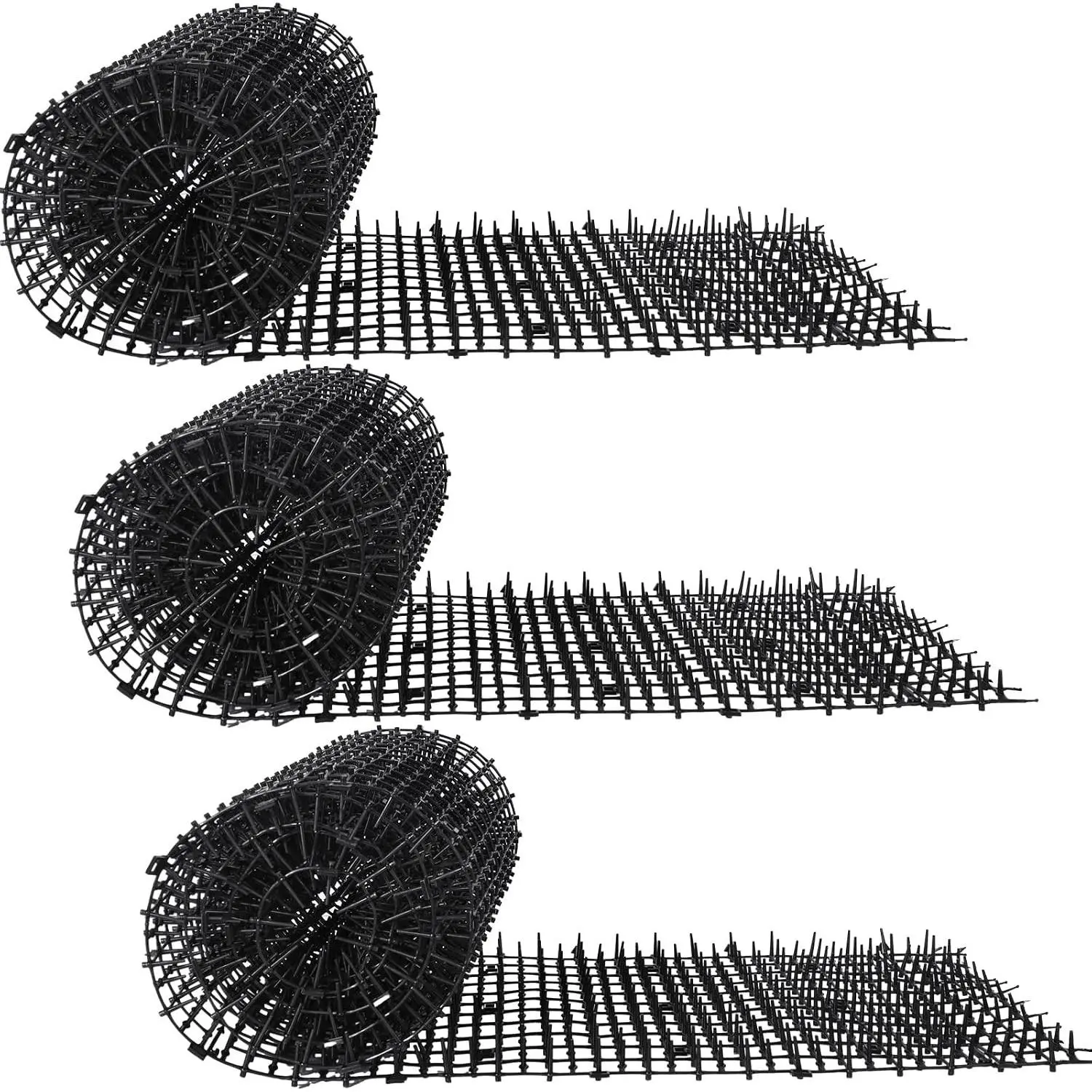 3 Pack 6.5 ft Cat Repellent Mat with Spikes, 78x11'' Indoor & Outdoor Prickle Spike Strips Animal Deterrent, Keep Pets Off Couch Furniture Garden Fence (Black)