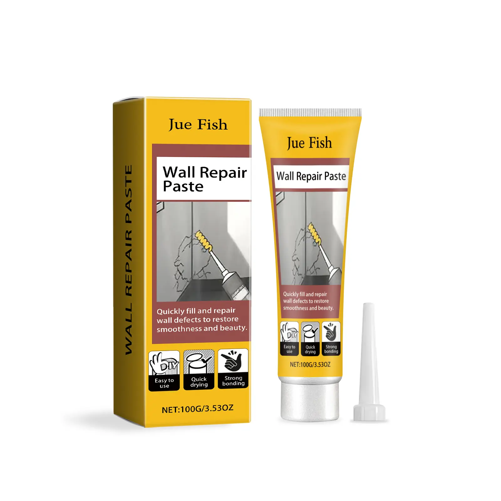 Jue-Fish Wall Repair Paste, Plaster Paste for Wall Damage Fixing, Scratch Fixer for Dents, Cracks, Nail Holes (Indoor Recreation Use)