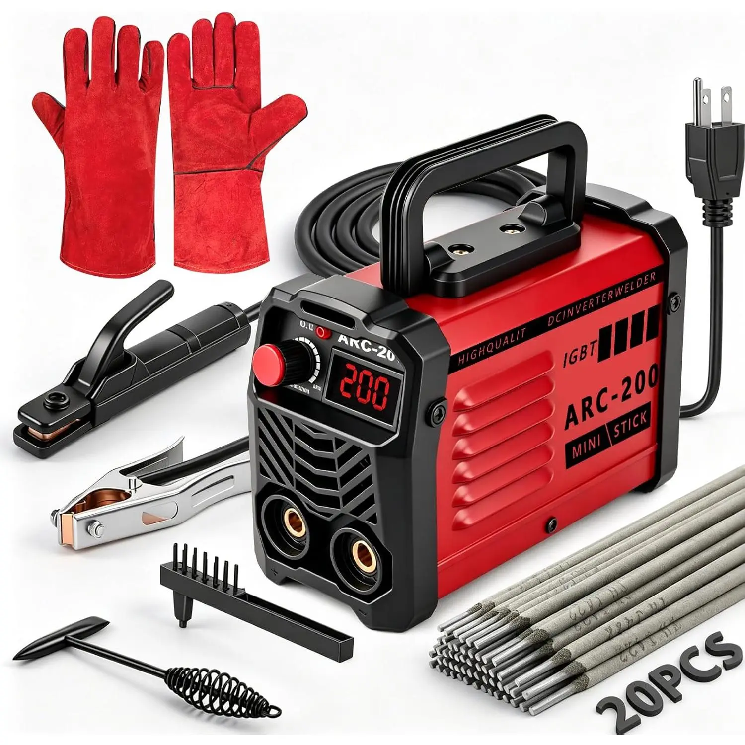 200Amp 20PCS Rods Stick Welder, Super MINI Portable Welding Machine |   IGBT Inverter Welder Machine 110V with Hot Start/Arc Force/Anti-Stick, ARC Welder for 1/16"-1/8" Rod , Beginner & Home DIY