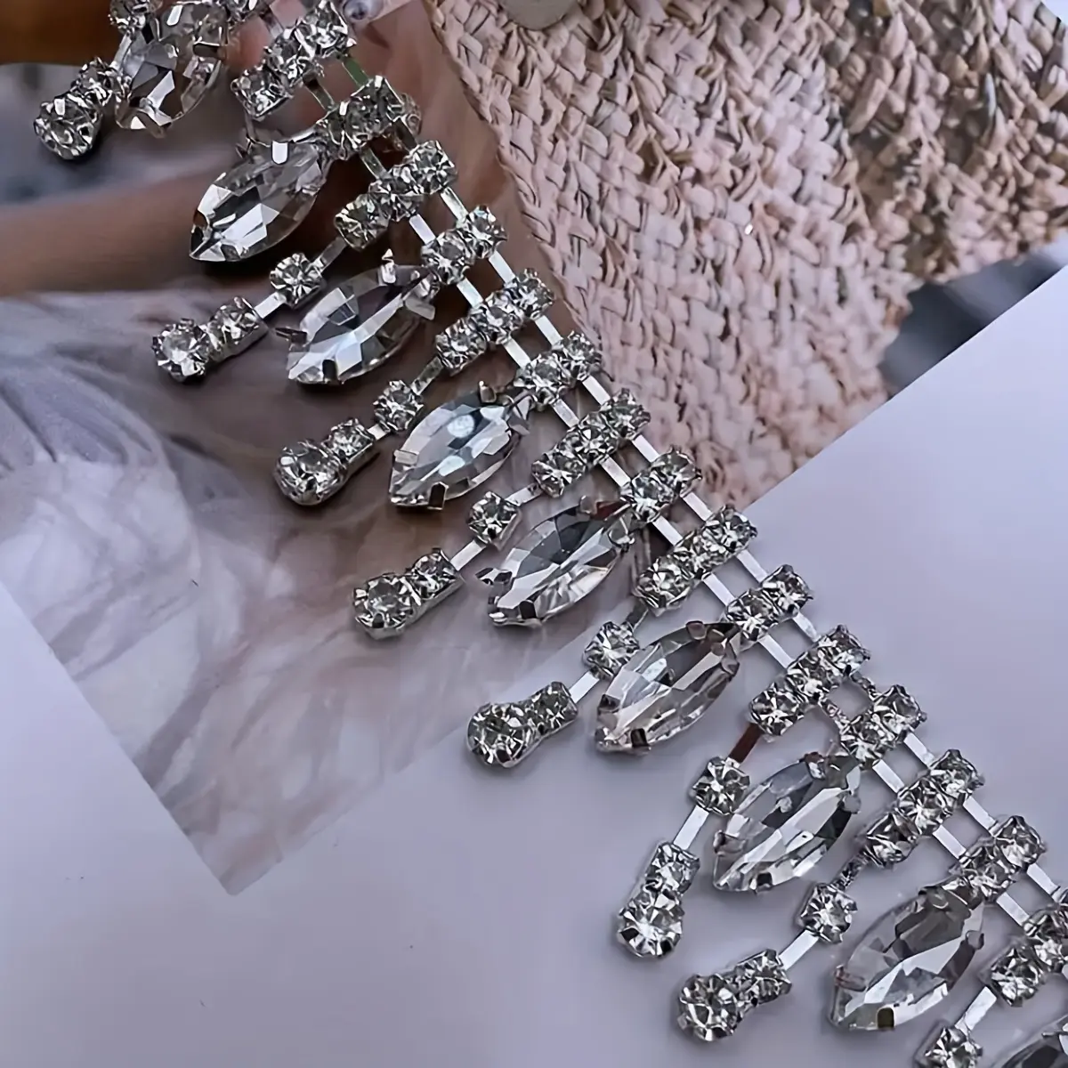 Decorative Rhinestone Tassel Chains for Clothing Additions, Suitable for Wedding Dresses, Dance Costumes, Shoes, And Hats