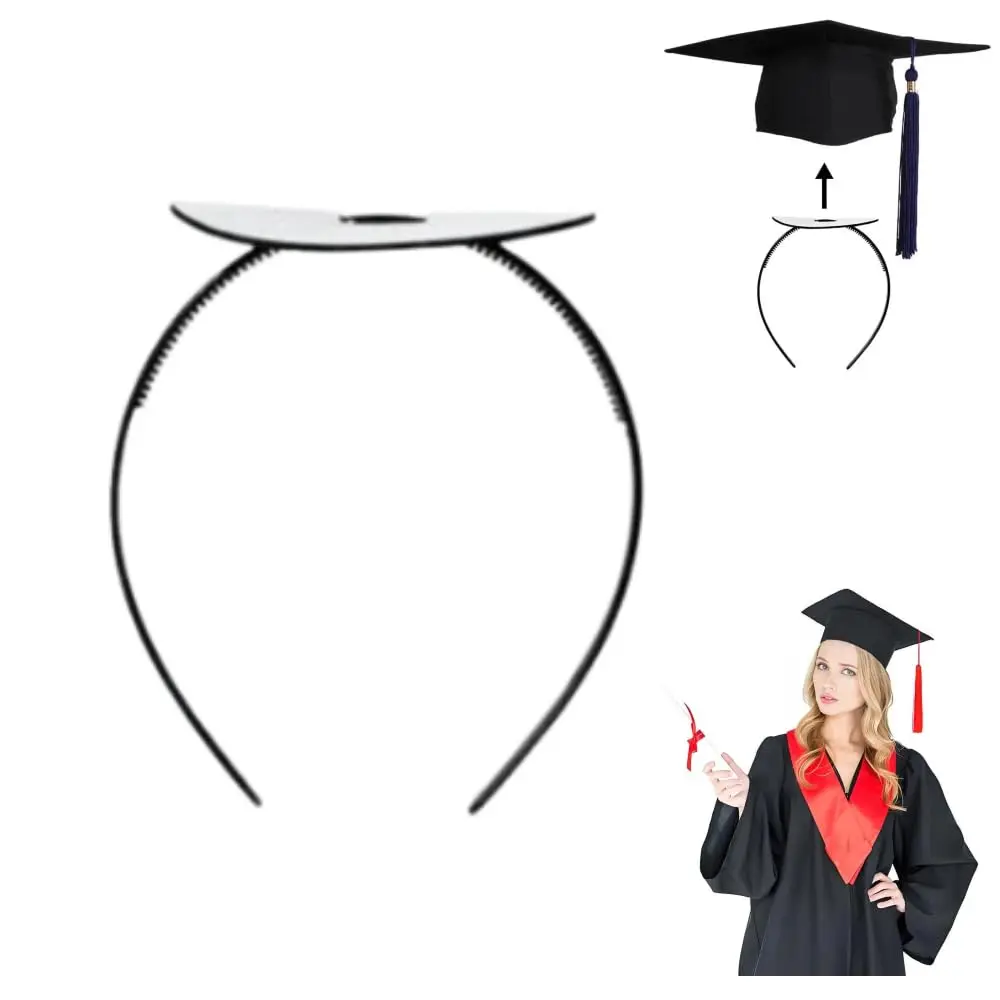 Graduation Cap Headband, Grad Cap Headband, Firm Anti-Fall Hairband for Graduation, Hat Accessories for Graduates Black(1Pcs)