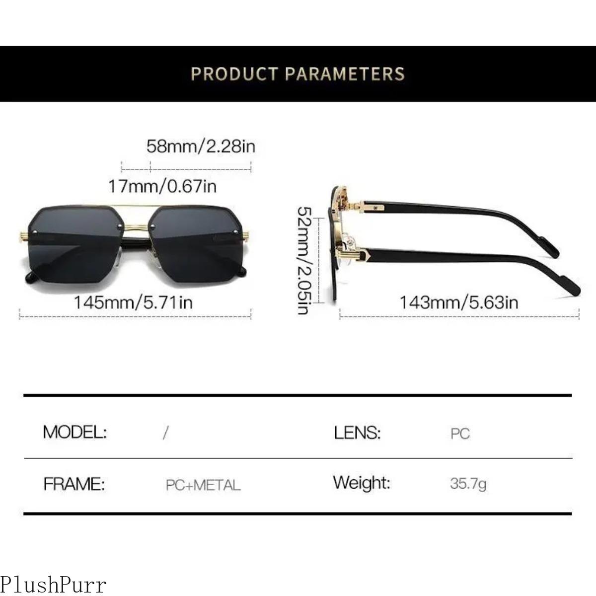 Pilot Sunglasses Men Flat Top Half Frame UV400 Sun Glasses Classic Travel Casual Vintage Shades