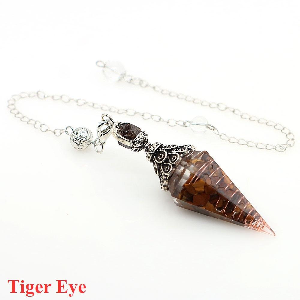 Natural Crystal Dowsing Pendulum Reiki Stone Chips Orgone Pendulums Hexagonal Pointed Reisin Spiritual Pendulo for Divination