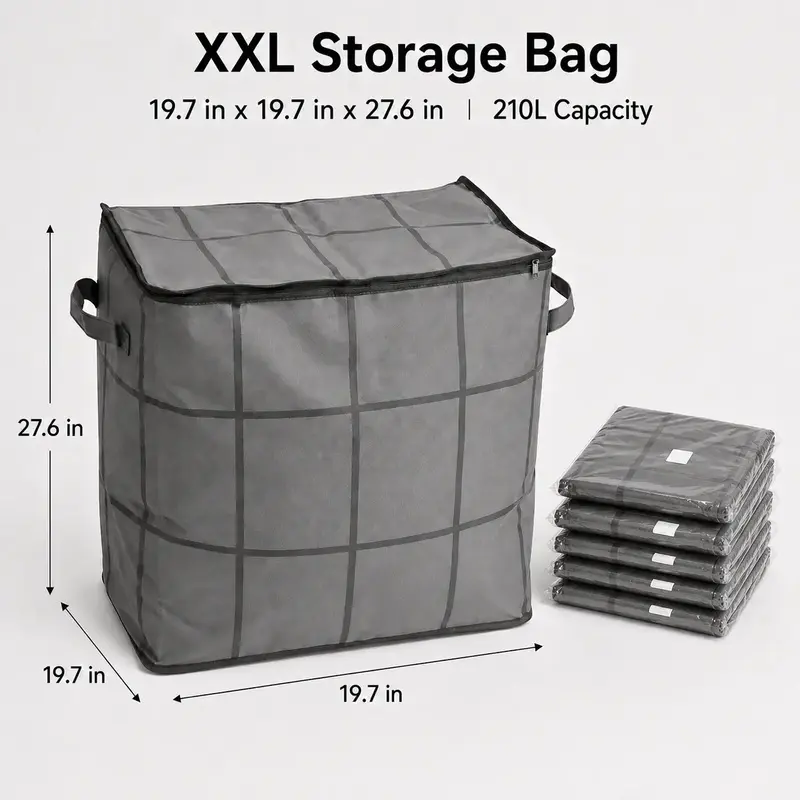 Practical Large-Capacity Fabric Moving Storage Bin - Zippered, Easy-to-Use, Portable Clothes Organizer for Quilts, Bedding, Sweaters, Closet, Bedroom Use, Keeps Items Secure