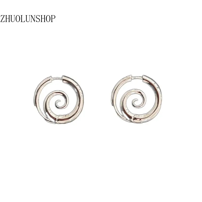 316L Stainless Steel Spiral Cartilage Clicker Hoops - Copper Metal Coating, Hypoallergenic Faux Stretched Ear Staples, Alt Goth Grunge Industrial Streetwear Punk Fashion Jewelry for Teen Girls, Circular Earrings for Streetwear Outfits