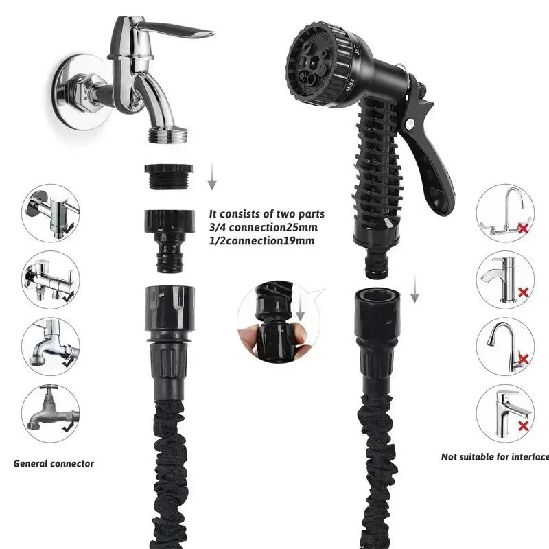 25FT-75FT Expandable Magic Hose Lightweight Design Durable Materials 7 Water Spraying Functions Gun Home Garden Watering Tools