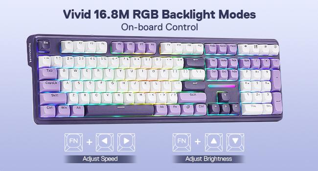 Redragon K745 PRO Wireless Gasket RGB Gaming Keyboard, 108 Keys Mechanical Keyboard w/Extra 4 Hotkeys, Hot-Swap South-Facing LED Socket, 5-Layer Noise Dampening, Round PBT Keycaps, Mint Mambo Switch,Charming Purple Redragon K745 PRO Wireless Gasket RGB Gaming Keyboard, 108 Keys Mechanical Keyboard w/Extra 4 Hotkeys, Hot-Swap South-Facing LED Socket, 5-Layer Noise Dampening, Round PBT Keycaps, Mint Mambo Switch,Charming Purple