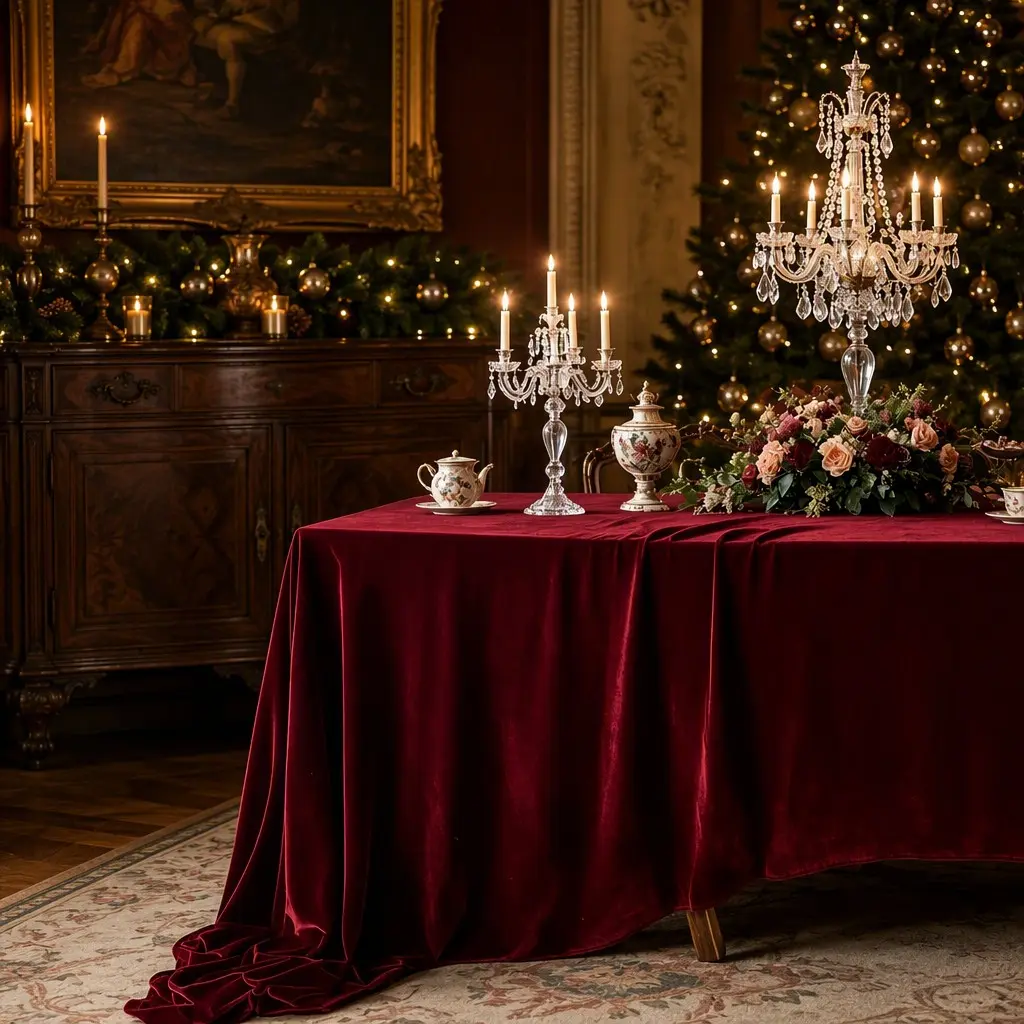 Rectangular Tablecloth, Christmas Velvet Tablecloth, Luxurious High-End, Perfect for Parties, Weddings, Banquets, Christmas Decorations, Rectangle Table Cover