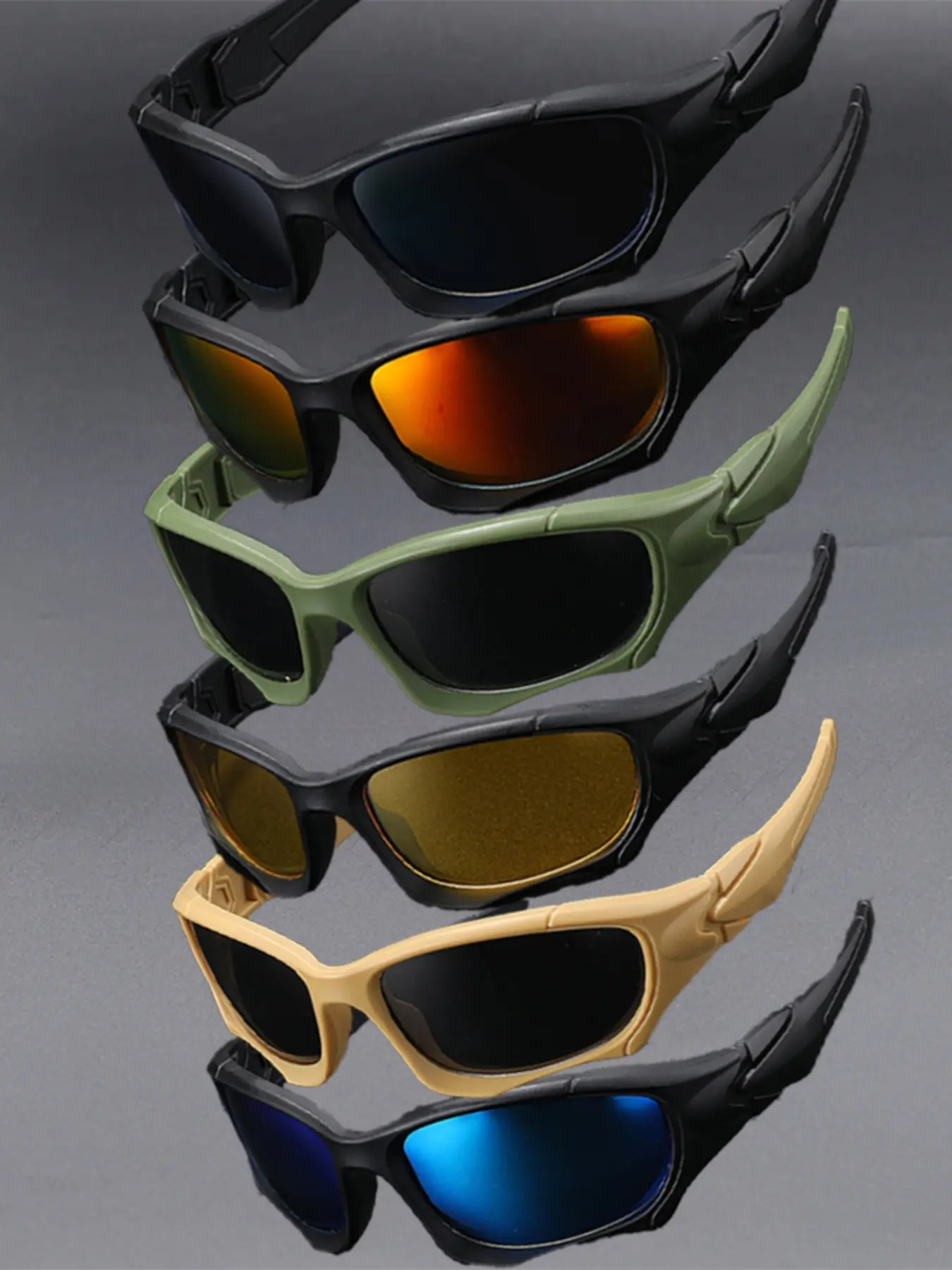6 Pcs Tactical Polarized Sunglasses Set, Men's Outdoor Sports Eyewear Cycling Fishing Driving Uv400 Windproof Glasses, Multi-Color Pack