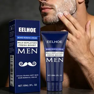 EELHOE Men Mild Depilatory Hair Removal Cream for Body Face Soften Hair Grooming Smooth Skin No Irritation Gentle Painless Beard Remove Cream Body Hair Remover Facial Hair Remover 60ml