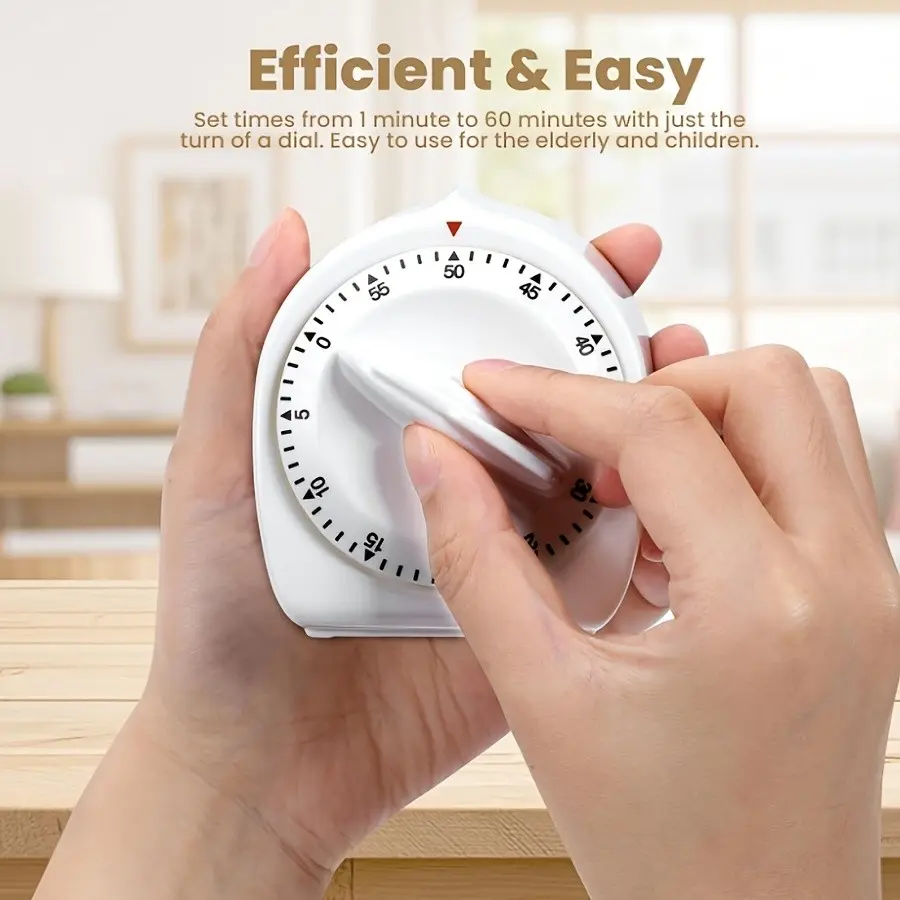 1pc Kitchen Cooking Timer, 60-Minute Wind-up Style - Chef's Cooking Timer with Loud Alarm, 100% Mechanical Desktop Timer - No Batteries Needed - Manual Countdown Timer for Home, Study and Cooking