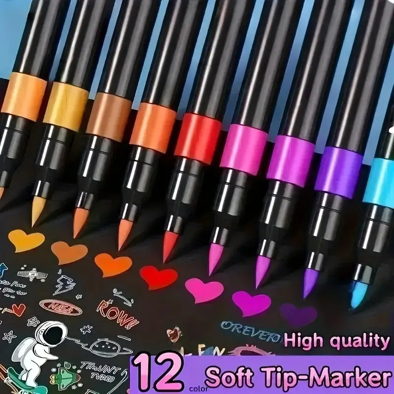 12-36 Colors Acrylic Paint Pens Markers Brush Tip Paint Markers For Rock Painting Wood Canvas Stone,Christmas Gift DIY Crafts, Acrylic Markers Set