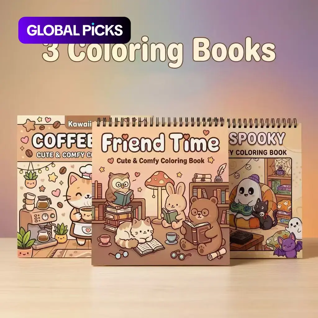 3 Counts Coffee, Cozy Spooky and Friendship Themes Adult Coloring Book, Vivid & Colorful Designs, Opaque Paper with Stunning Illustrations, Perfect for Halloween, Christmas & Birthdays Gifts, Fun Activity for Beginners and Enthusiasts #GLOBAL PICKS