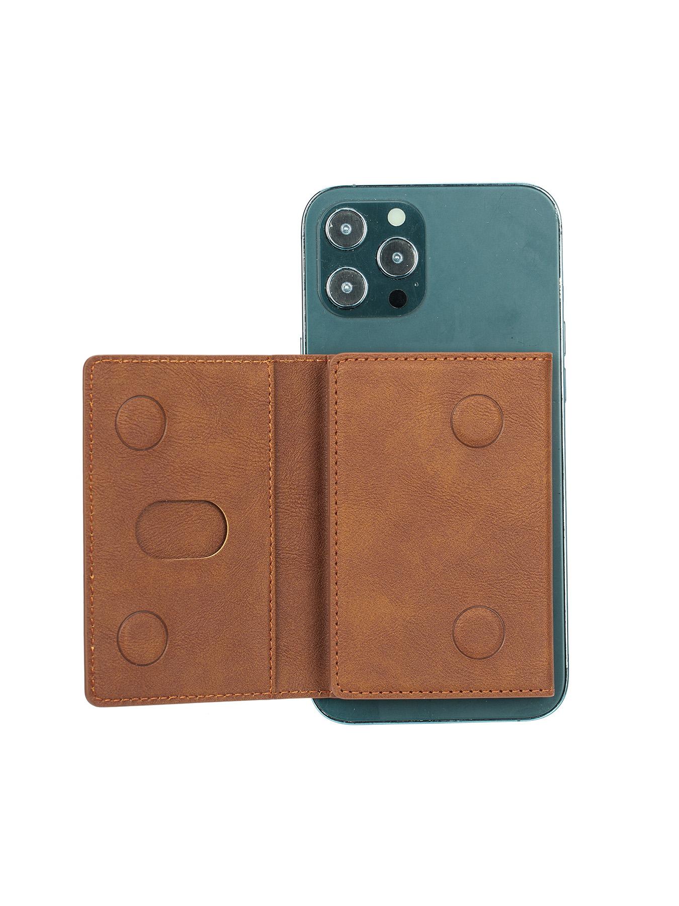 Men's Minimalist Plain Color Textured Card Holder, Casual Trendy Bifold Card Holder, Fashionable Card Case for Daily Use, Leather Card Holder, Credit Card Holder, Magnetically Attached To iphone 16 15 12 13 14 Pro Max Plus