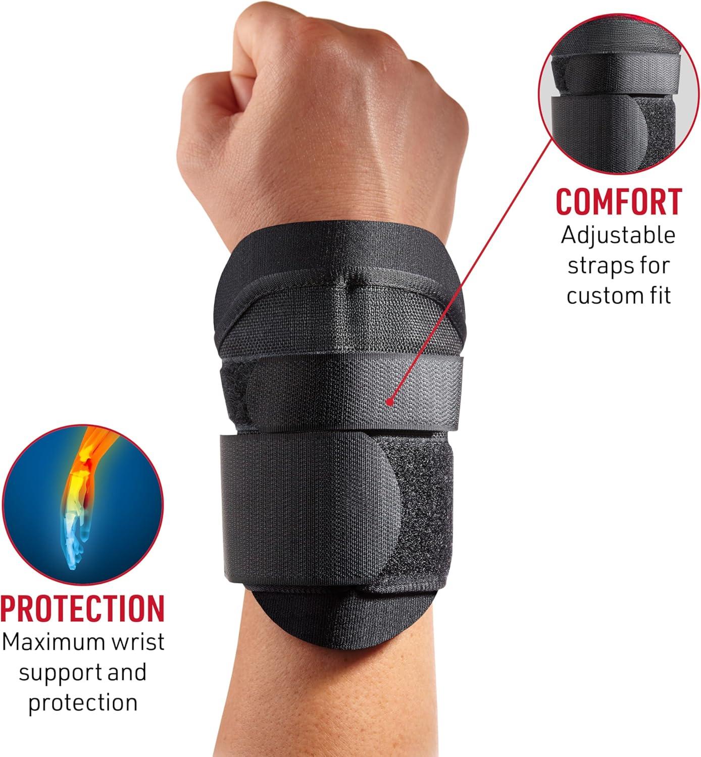 Professional Sports Wrist Brace with Splint Support, Adjustable Compression Strap, Non-Slip Sponge Hand Guard for Gym Weightlifting Men, 1 Size, M