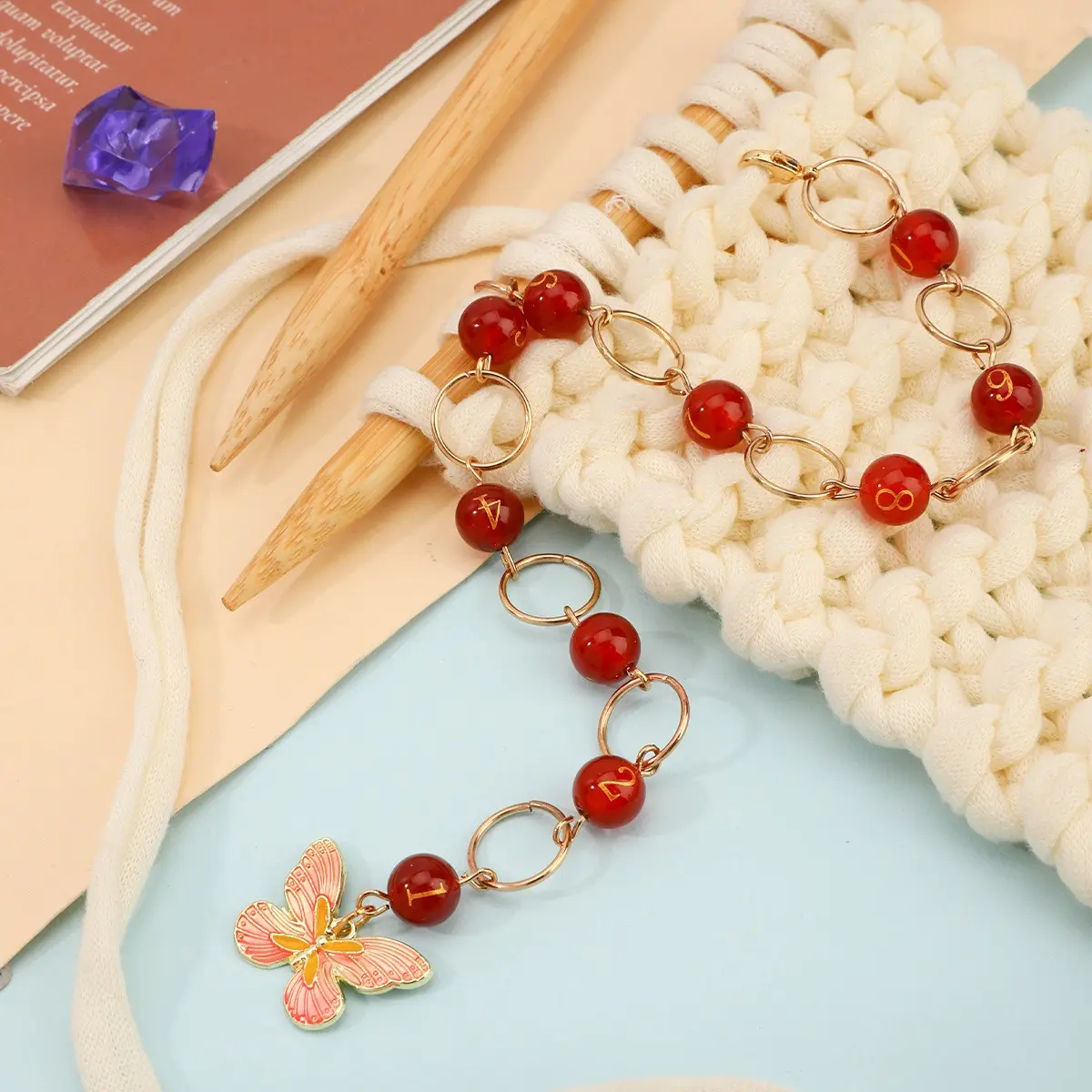 10pcs numbered stitch markers (0–9), alloy enamel crochet and knitting stitch marker charms with clasps, suitable for knitting, crocheting, weaving, sewing accessories, quilting, and handcrafting tools, Knitting Supplies