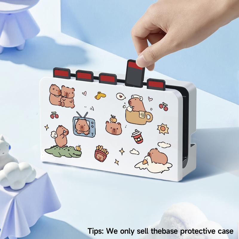 Cute Cartoon Pattern Protective Case Set, Covers and Protection for Switch, Including Handle Case, Keycap, Storage Bag, Card Stand, Protective Case, Console Accessories