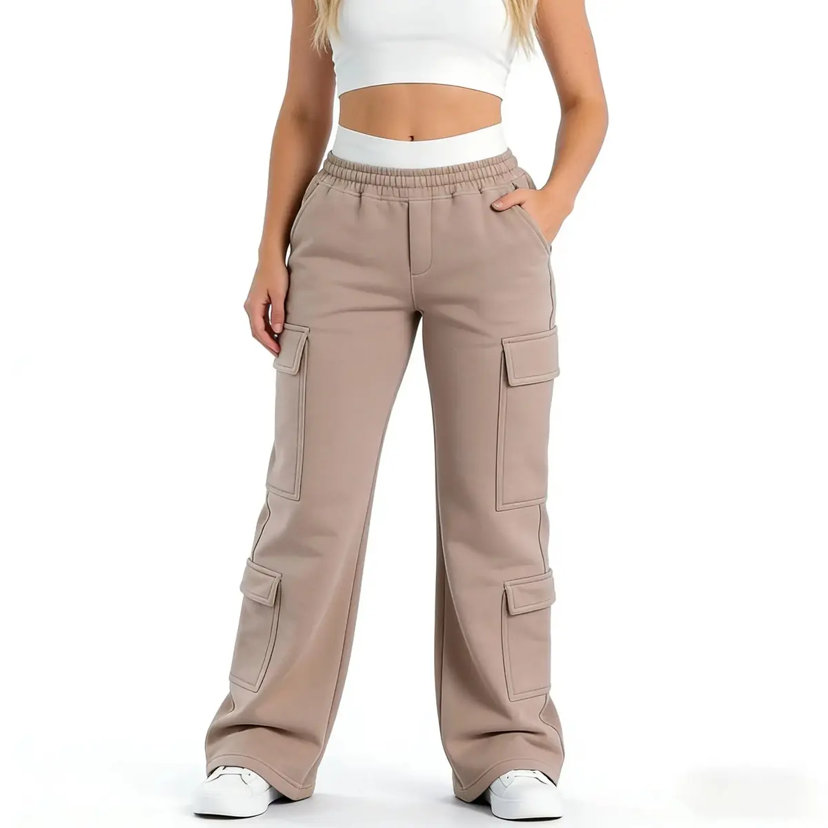 Women's Multi-Pocket Loose Straight Leg Cargo Pants, Outdoor Workwear for Hiking, Jogging
