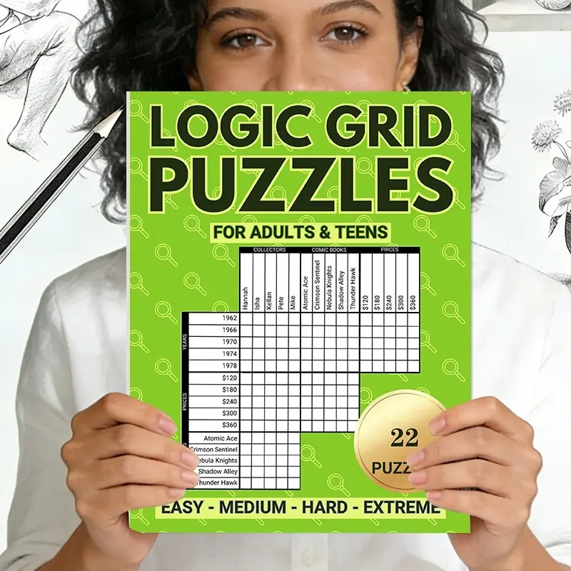 Logic Grid Puzzle Set: Adult Logic Grid Puzzle Set, Grid Puzzle Logic Game - Random Patterns, Including Video Explanation Links, High Difficulty Drawing Book, Logic Coloring Page, Adult Puzzle Puzzle Puzzle Puzzle Puzzle Book