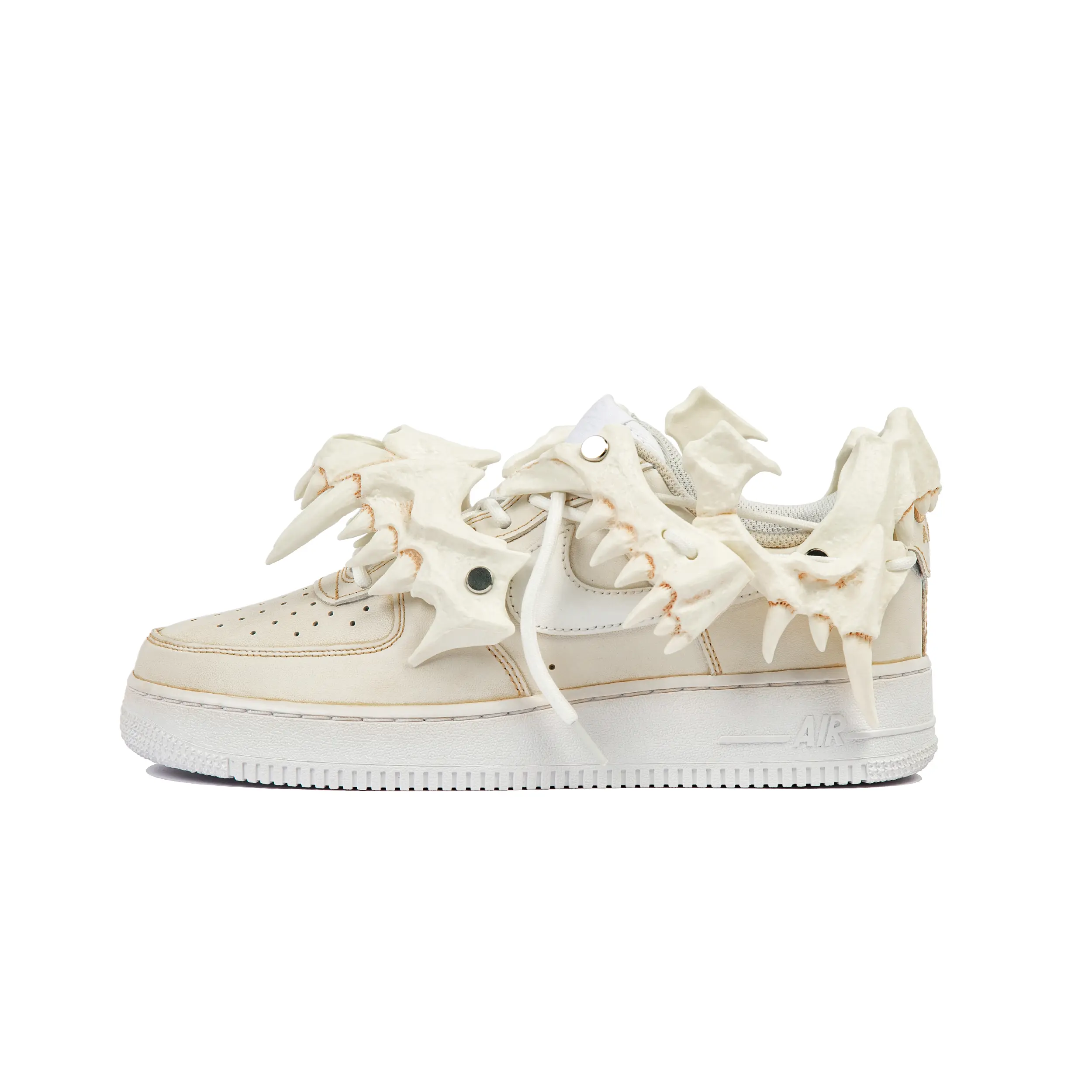 Nike Air Force 1 Custom Parasitic Exoskeleton Sneakers for Men – Distressed Wash, Enhanced Grip, Low-Top Comfort Verifiable, with credentials and supporting global authentication