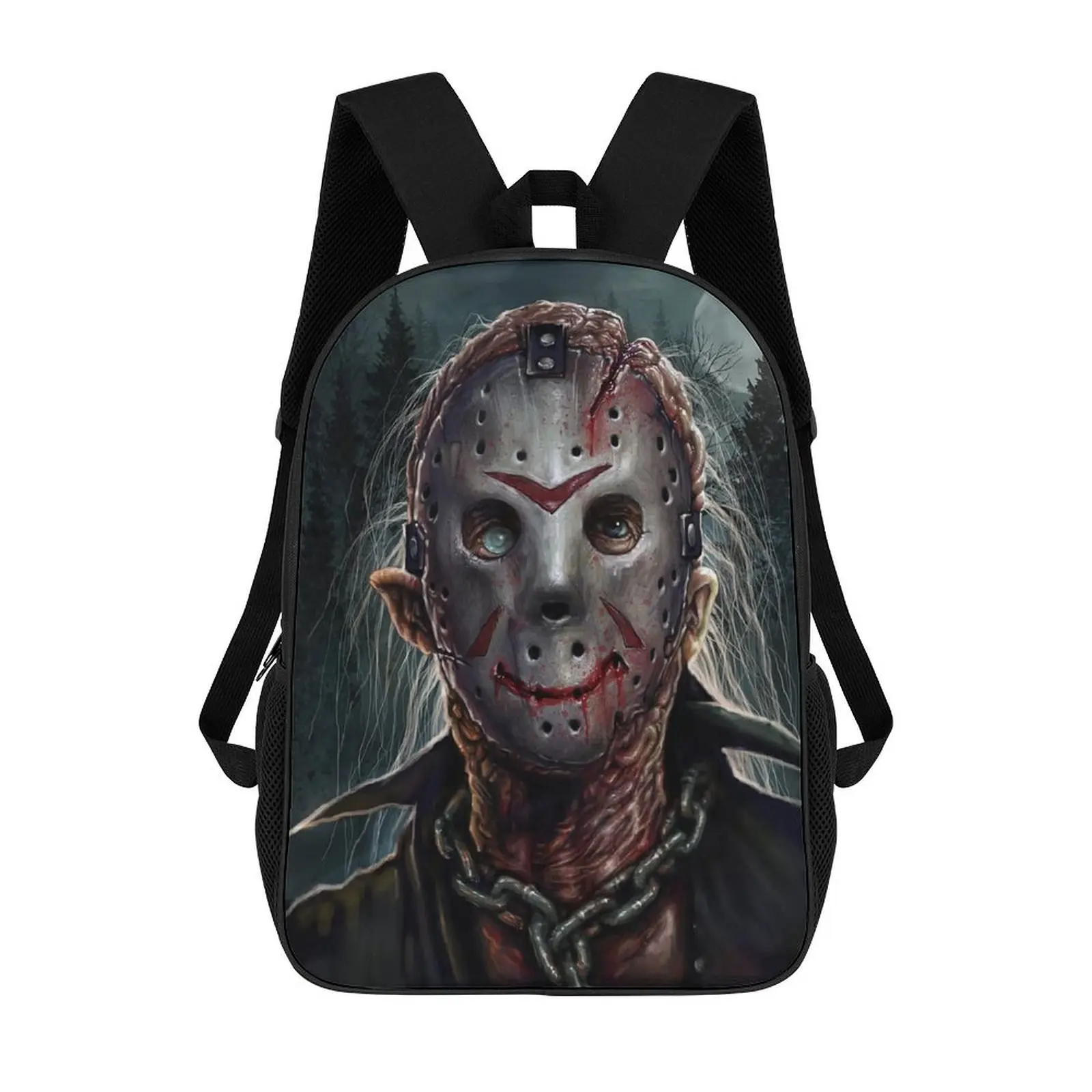 Jason Voorhees Printed 17in Oxford Cloth Polyester Casual Bag - Adjustable, Bright, Breathable Shoulder Strap, Travel-Ready, Hand Wash Only, Male/Female School/Work Daypack