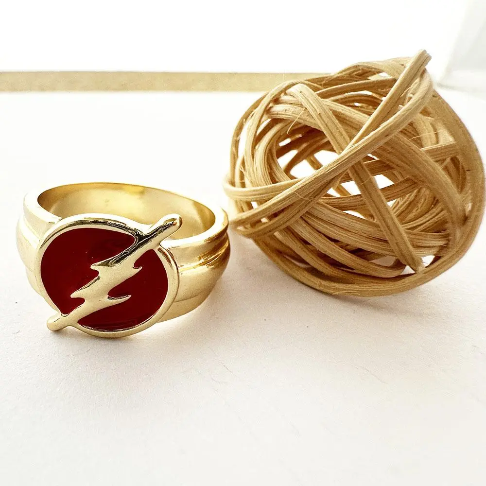 JYYH Unisex Lightning Letter Metal Superhero Ring - Elegant Exclusive Design Costume Jewelry, Everyday Wear Accessory, Available for Wholesale, Fashion, Beautiful Rings, Jewelry Rings, Superhero Theme