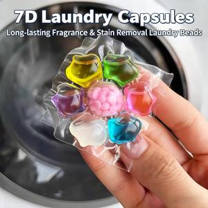 7 in 1 laundry beads, 1 set colorful long lasting fragrance beads, deep cleaning laundry detergent ball for home dormitory laundry room, household items