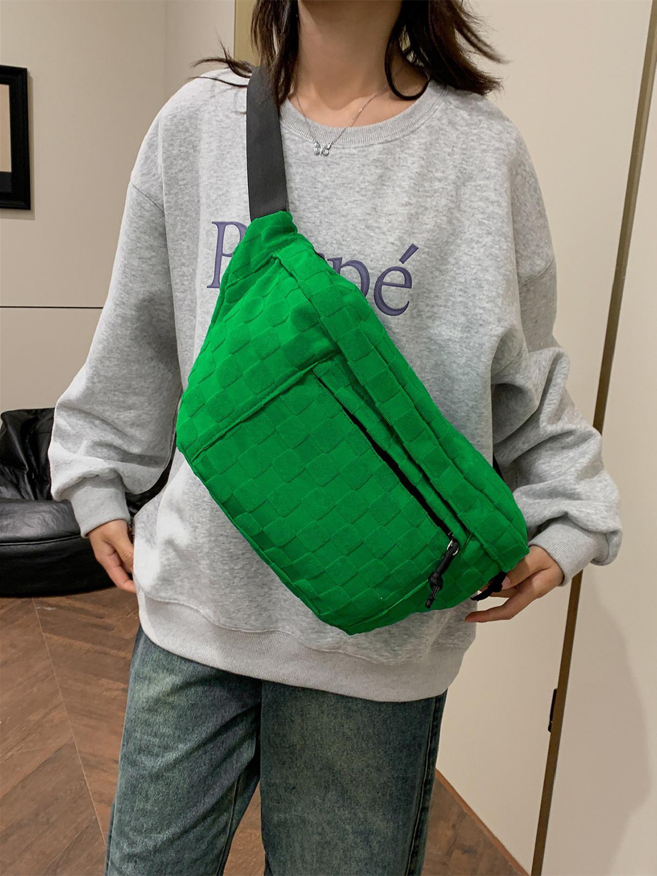 Women's Fashionable Large Capacity Embossed Textured Zipper Belt Bag, Casual Commuter Versatile Plain Fanny Packs, Simple All-match Bum Bag Women's Fashionable Large Capacity Embossed Textured Zipper Belt Bag, Casual Commuter Versatile Plain Fanny Packs, Simple All-match Bum Bag