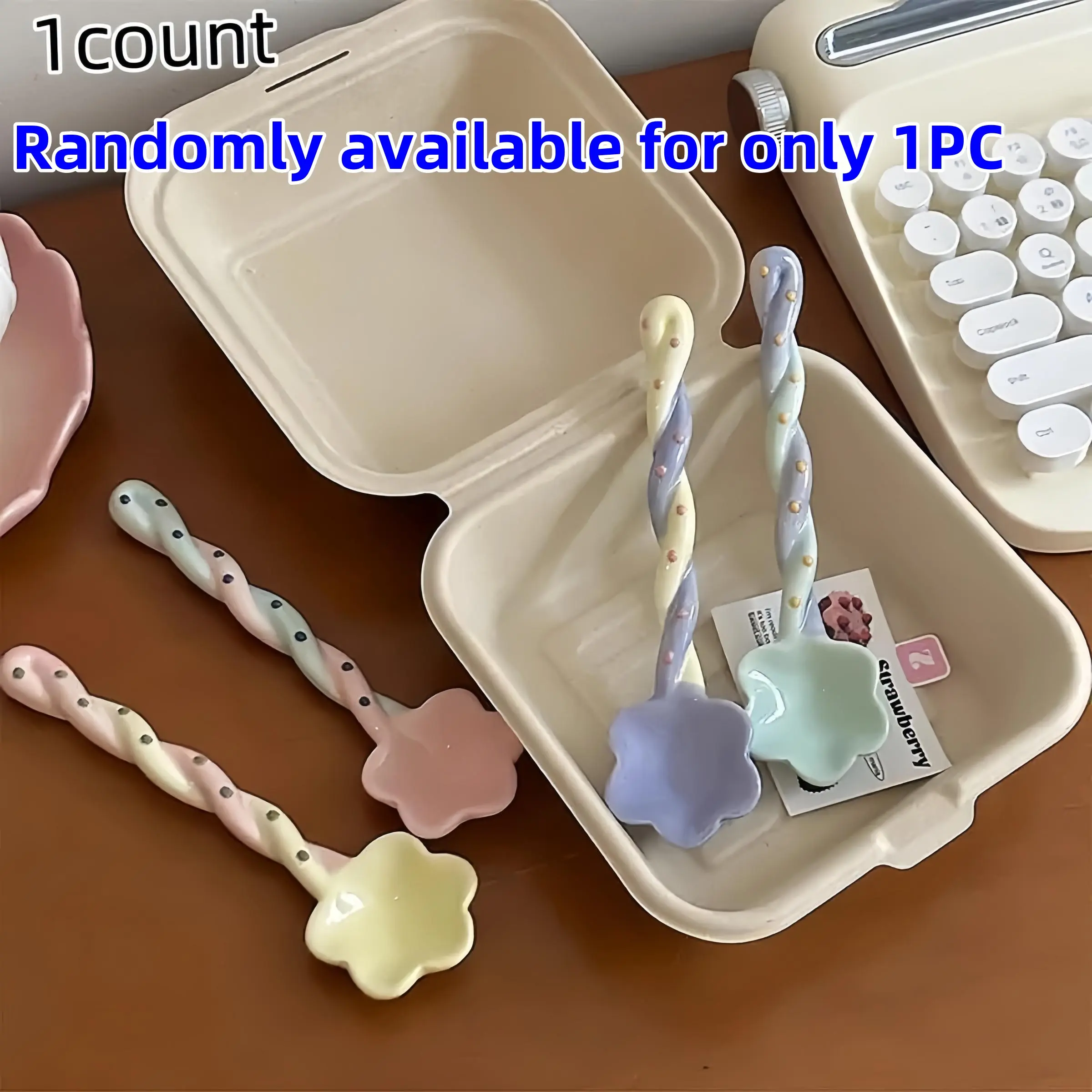 Cute Ceramic Star Soup Spoon and Ice Cream Scoop, Hand-Painted Long Handle Dessert Spoon, Kitchen and Restaurant Use, Random Color