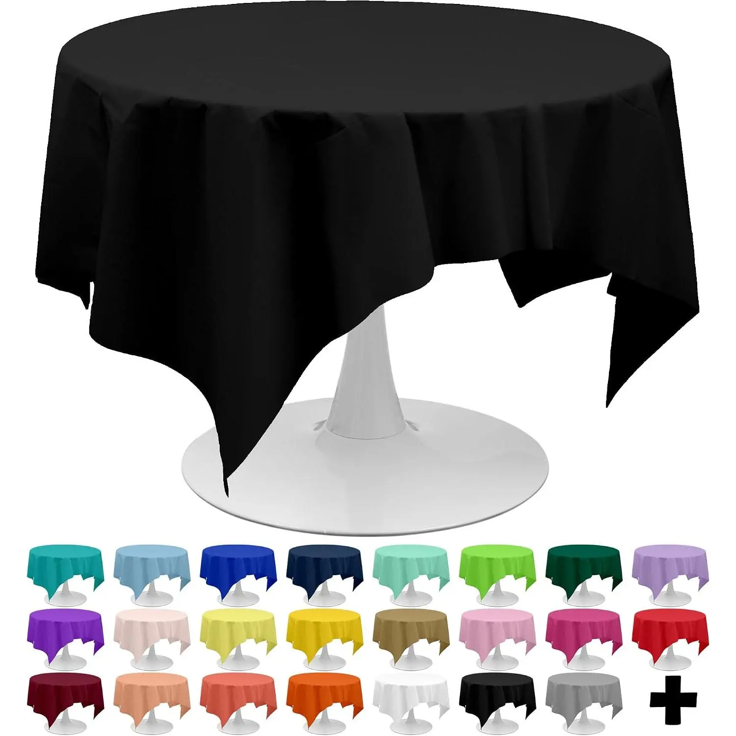 Black Tablecloths Plastic 3 Pack  84 Inches Disposable Table Covers Decorative Table Cloths for Round Dinning Kitchen Tables