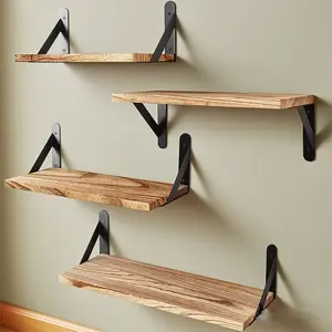 Wooden Wall-Mounted Storage Rack: Living Room and Entryway Shelving Unit for Vases, Books, and More
