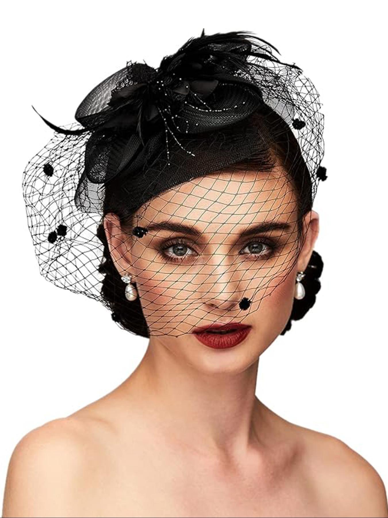 Mesh Floral Decor Fascinators Hat, Elegant Contrast Lace Hat for Wedding Cocktail, Fashion Accessories for Party, Daily Clothing Decor