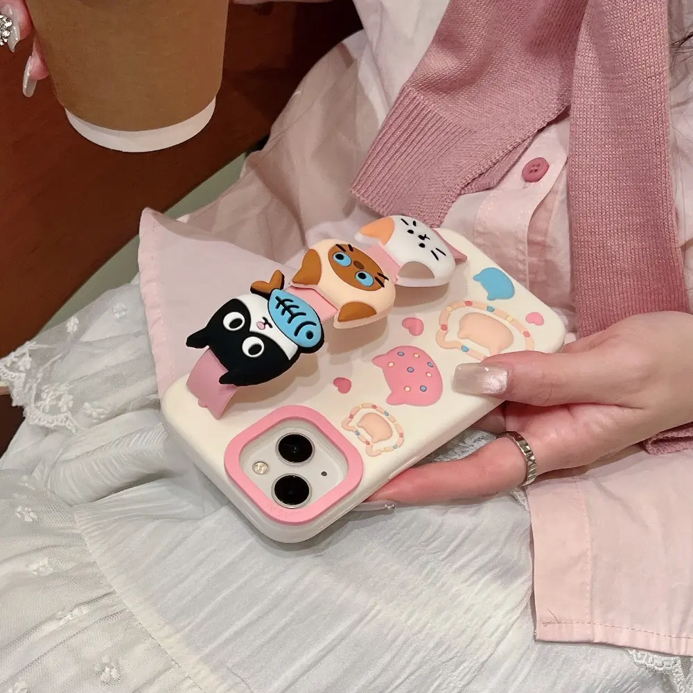 Cute, goofy, and quirky cat case Cover with wrist strap For iPhone 17, 16, 15, 14 Plus, 13, 12 Pro Max